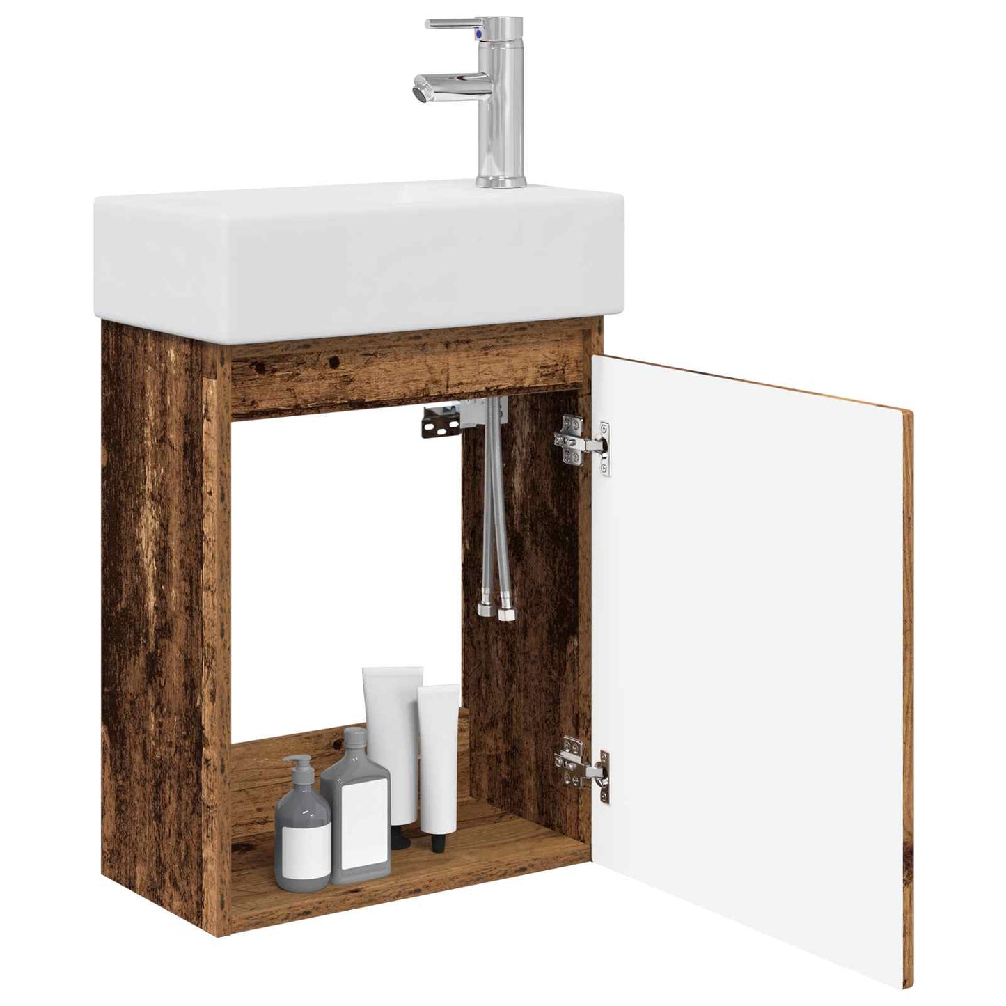 Bathroom Vanity Unit with Tap Old Wood 45.5 x 22.5 x 84 cm