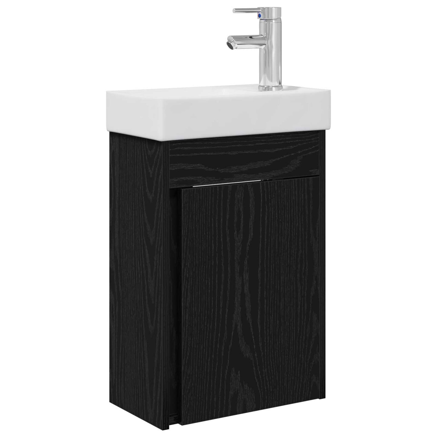 Bathroom Vanity Unit with Tap Black Oak 40.5 x 22.5 x 62 cm