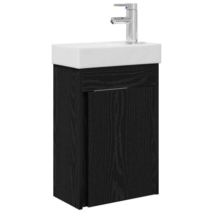 Bathroom Vanity Unit with Tap Black Oak 40.5 x 22.5 x 62 cm