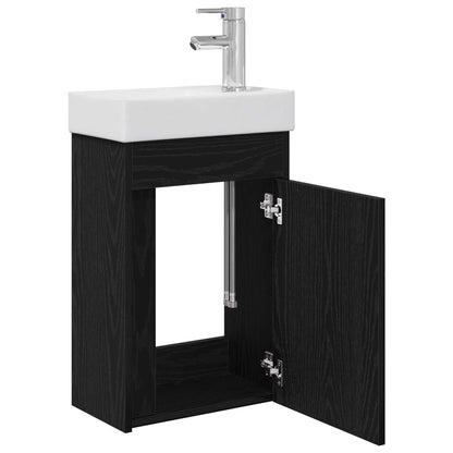 Bathroom Vanity Unit with Tap Black Oak 40.5 x 22.5 x 62 cm