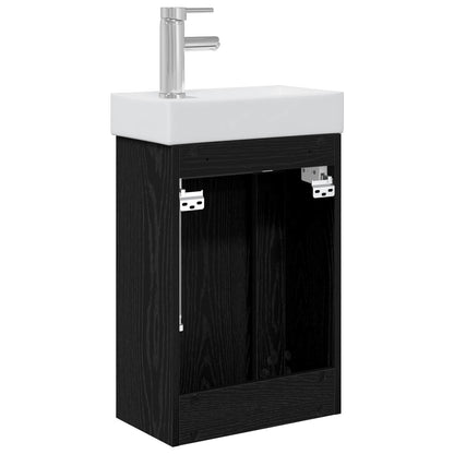 Bathroom Vanity Unit with Tap Black Oak 40.5 x 22.5 x 62 cm