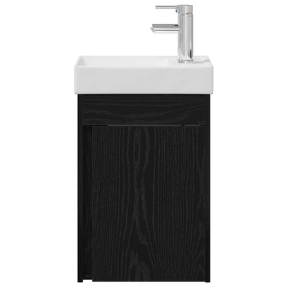 Bathroom Vanity Unit with Tap Black Oak 40.5 x 22.5 x 62 cm
