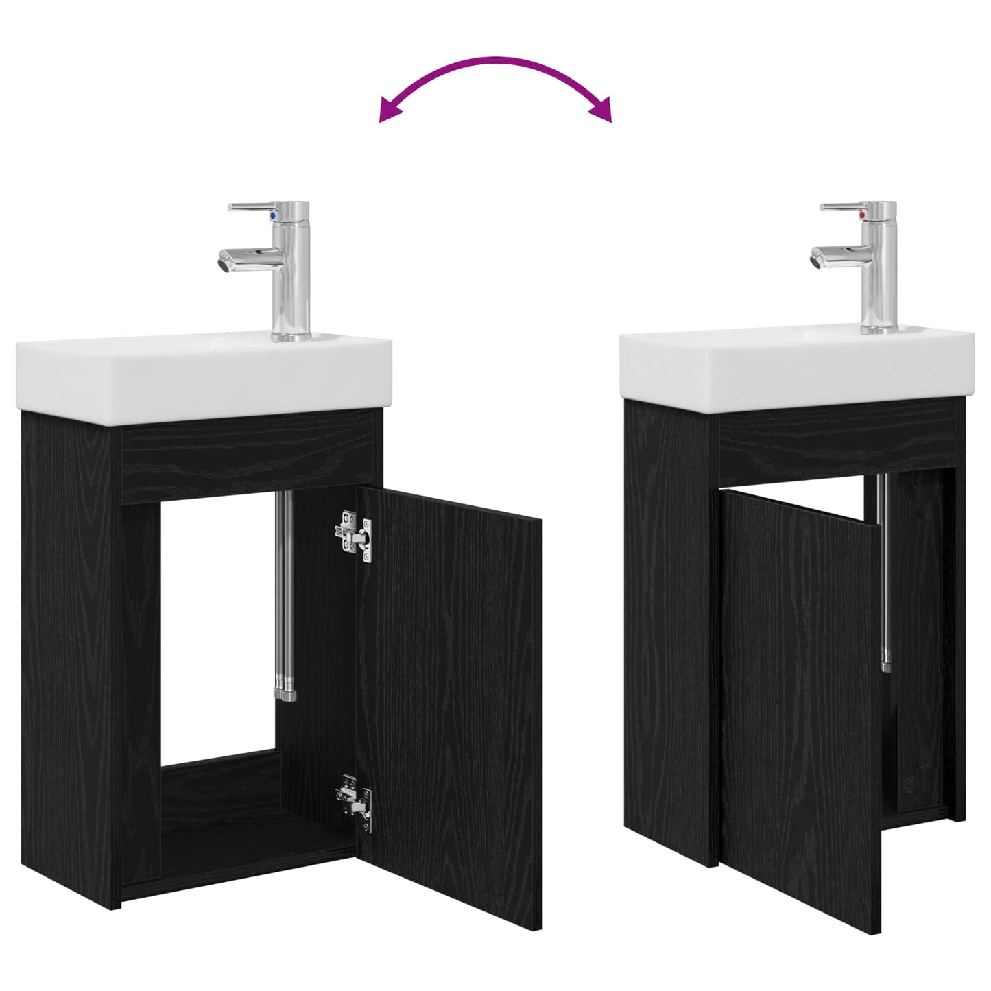 Bathroom Vanity Unit with Tap Black Oak 40.5 x 22.5 x 62 cm