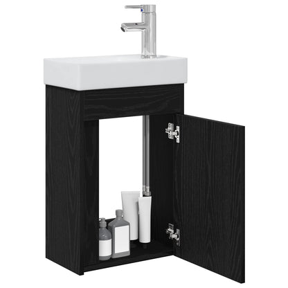 Bathroom Vanity Unit with Tap Black Oak 40.5 x 22.5 x 62 cm