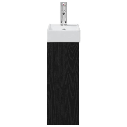 Bathroom Vanity Unit with Tap Black Oak 40.5 x 22.5 x 62 cm