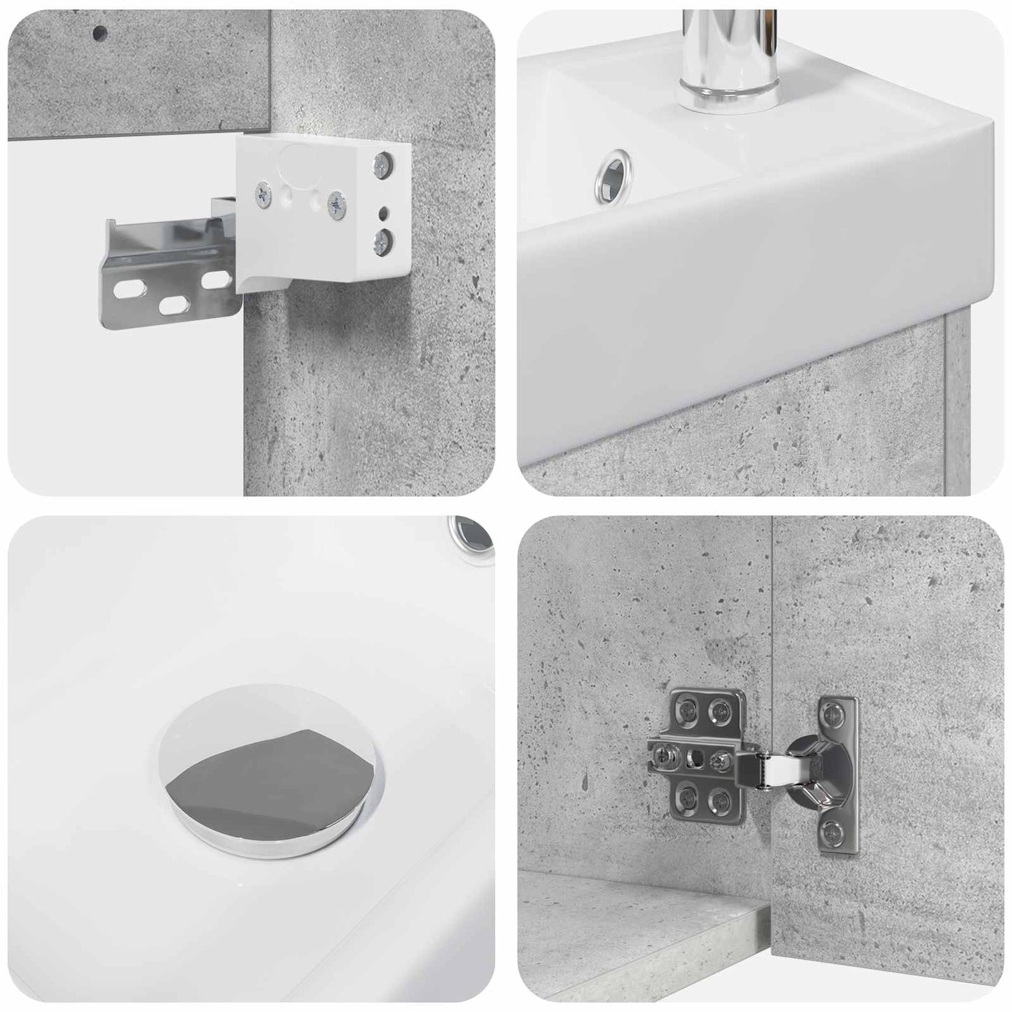 Bathroom Vanity Unit with Tap Concrete Grey 40.5 x 22.5 x 62 cm