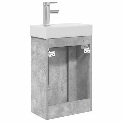 Bathroom Vanity Unit with Tap Concrete Grey 40.5 x 22.5 x 62 cm