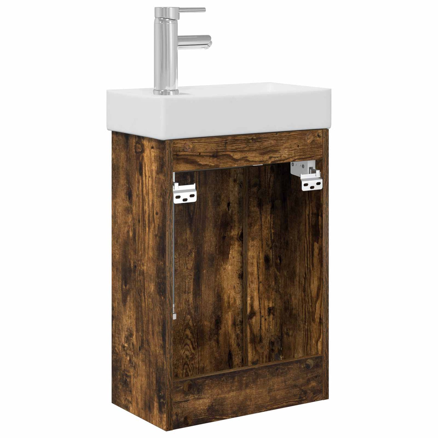 Bathroom Vanity Unit with Tap Smoked Oak 40.5 x 22.5 x 62 cm