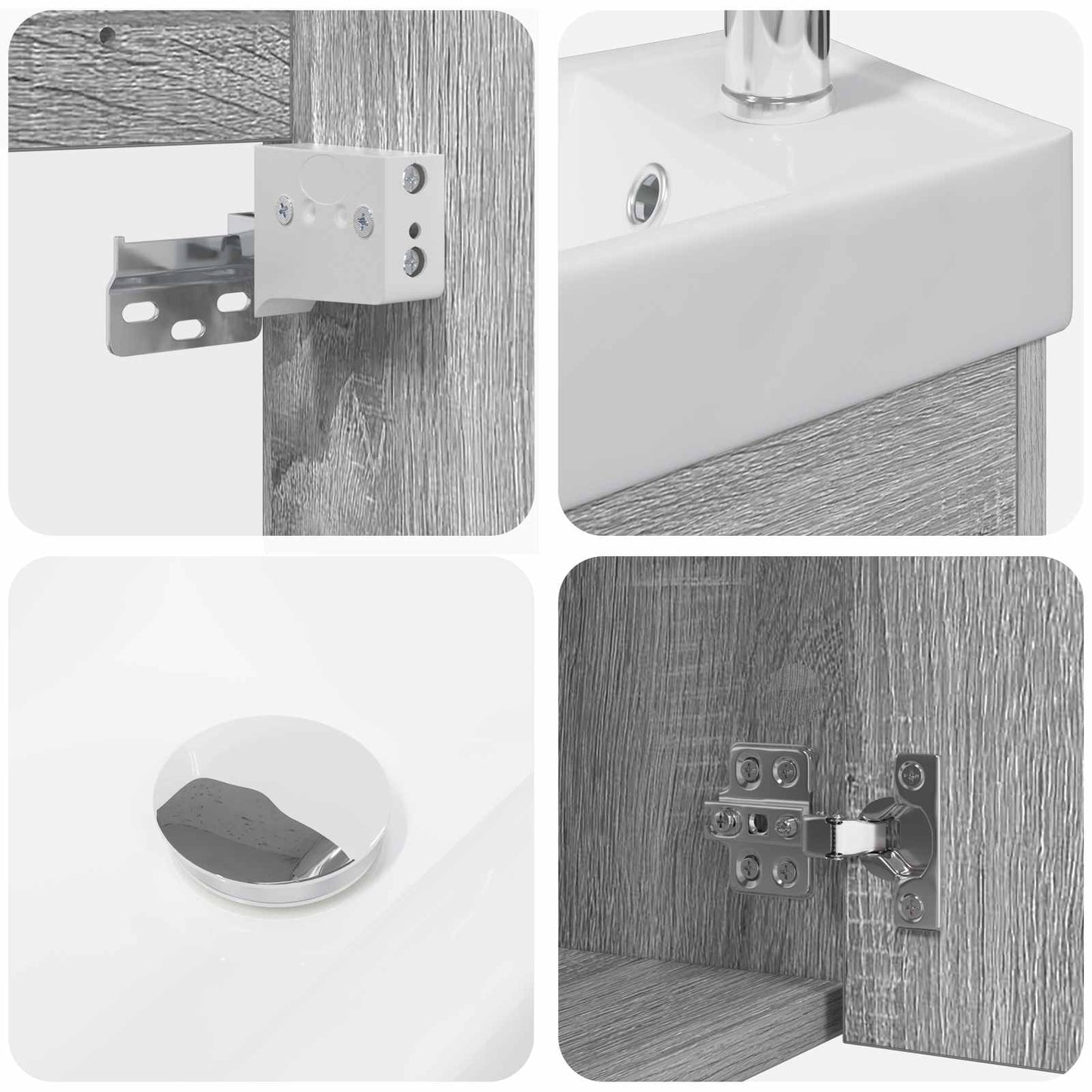 Bathroom Vanity Unit with Tap Grey Sonoma 40.5 x 22.5 x 62 cm