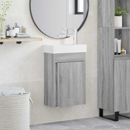 Bathroom Vanity Unit with Tap Grey Sonoma 40.5 x 22.5 x 62 cm