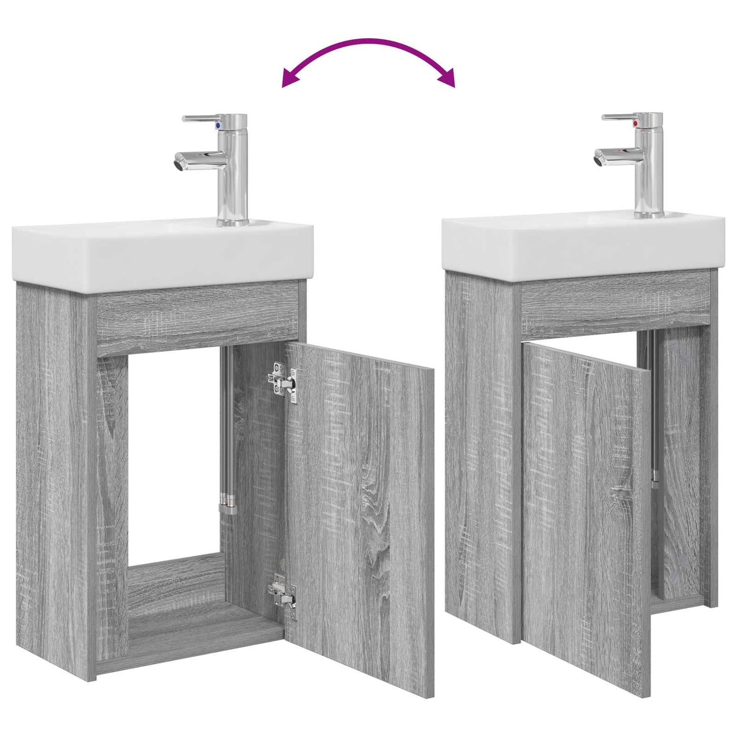 Bathroom Vanity Unit with Tap Grey Sonoma 40.5 x 22.5 x 62 cm