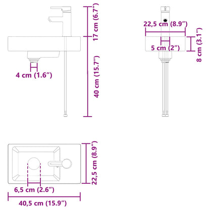 Bathroom Vanity Unit with Tap Grey Sonoma 40.5 x 22.5 x 62 cm