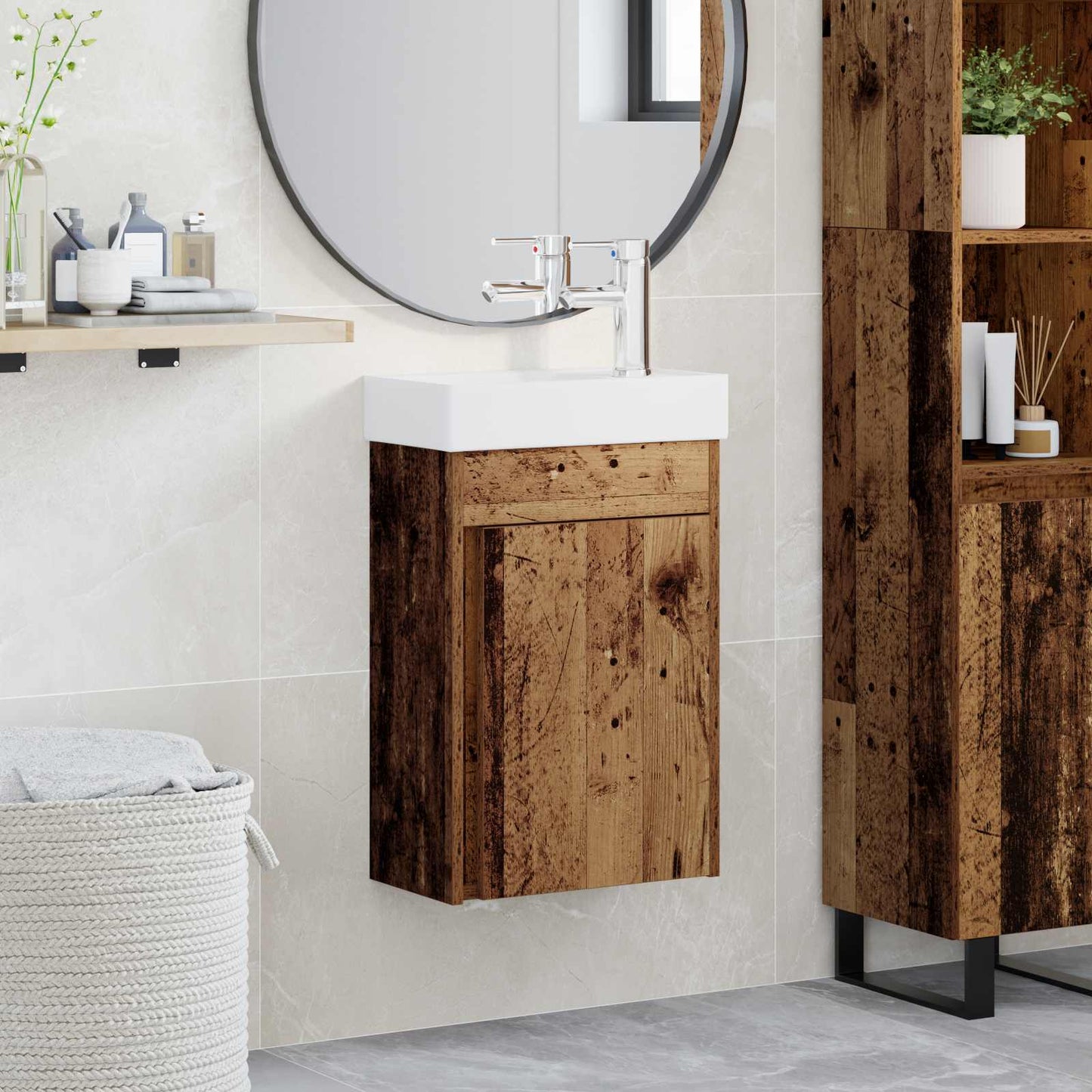 Bathroom Vanity Unit with Tap Old Wood 40.5 x 22.5 x 62 cm