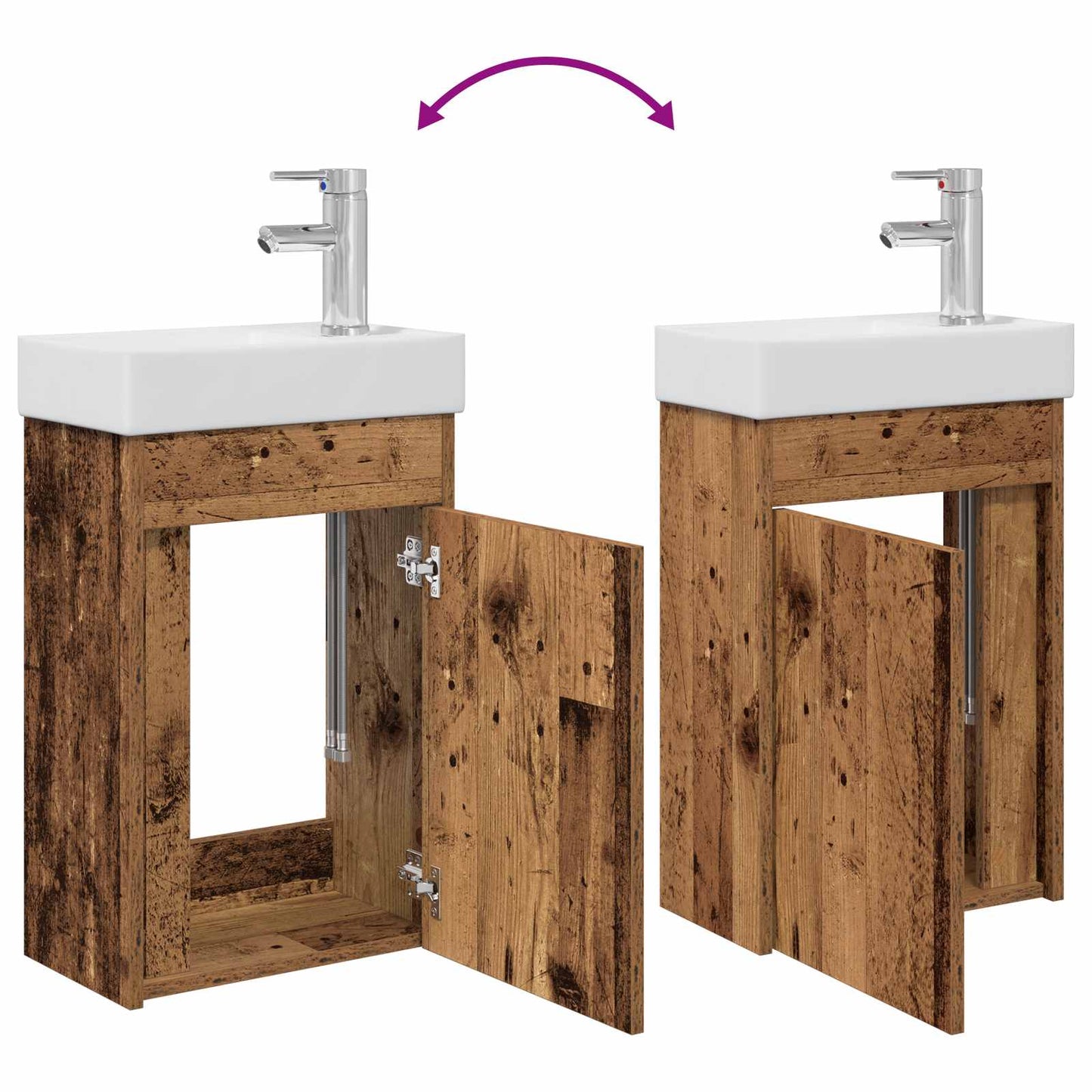 Bathroom Vanity Unit with Tap Old Wood 40.5 x 22.5 x 62 cm