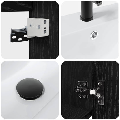 Bathroom Vanity Unit with Tap Black Oak 42 x 40 x 74.5 cm