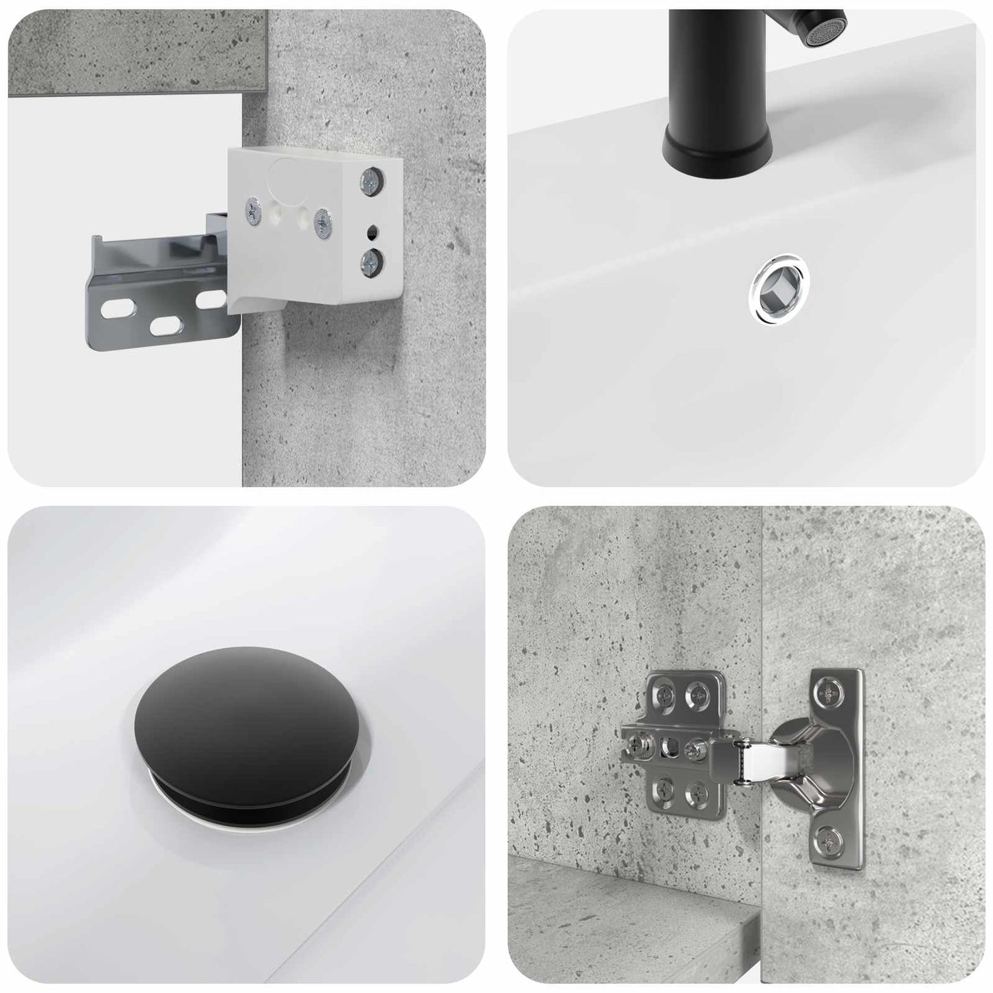 Bathroom Vanity Unit with Tap Concrete Grey 42 x 40 x 74.5 cm
