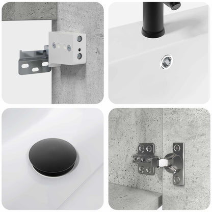 Bathroom Vanity Unit with Tap Concrete Grey 42 x 40 x 74.5 cm