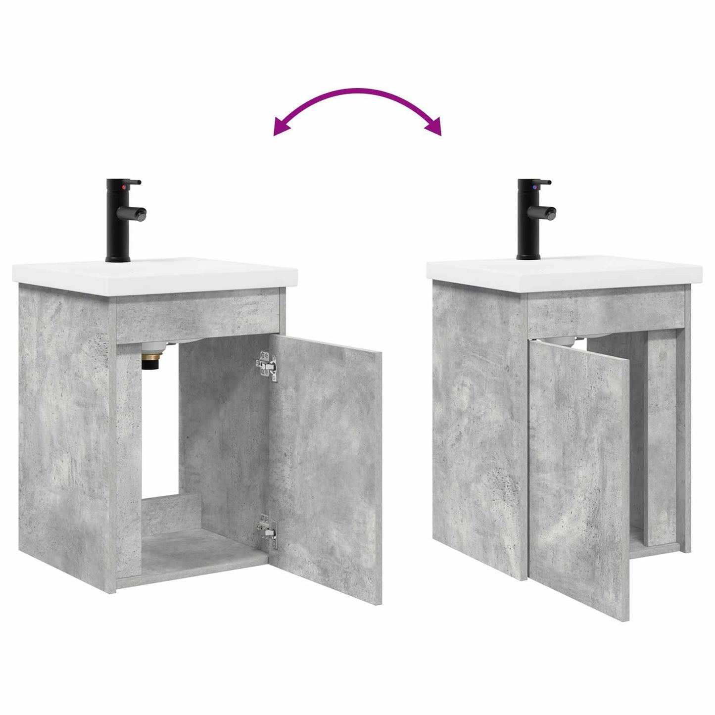 Bathroom Vanity Unit with Tap Concrete Grey 42 x 40 x 74.5 cm