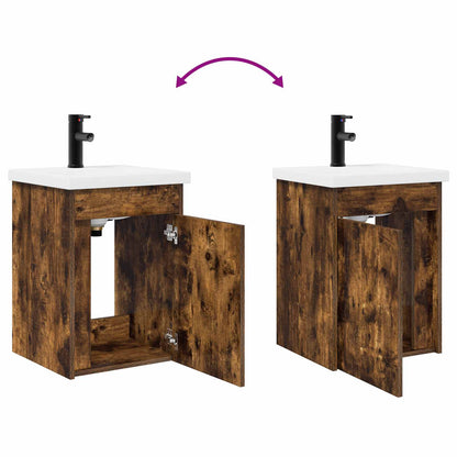 Bathroom Vanity Unit with Tap Smoked Oak 42 x 40 x 74.5 cm
