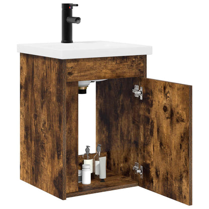 Bathroom Vanity Unit with Tap Smoked Oak 42 x 40 x 74.5 cm