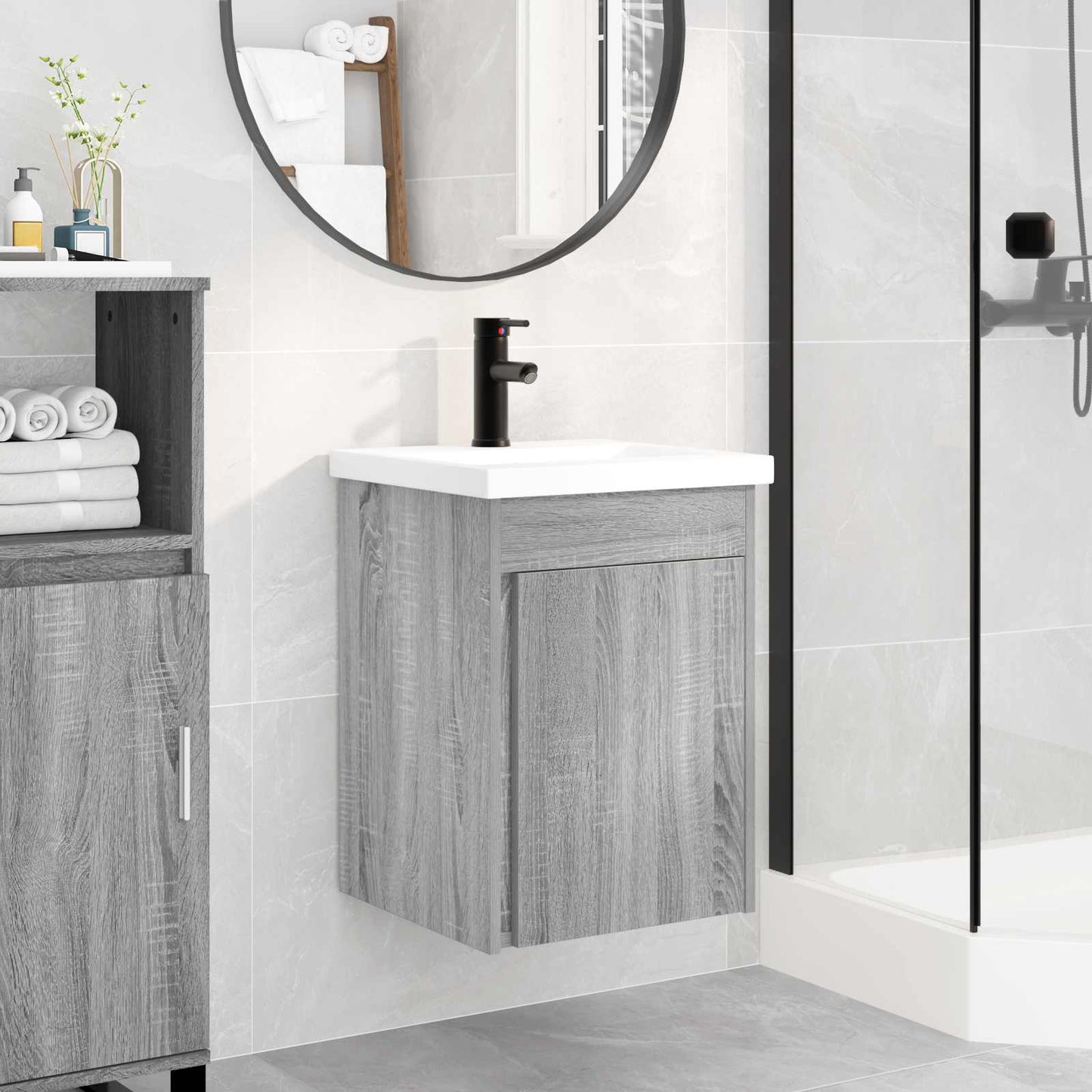 Bathroom Vanity Unit with Tap Grey Sonoma 42 x 40 x 74.5 cm