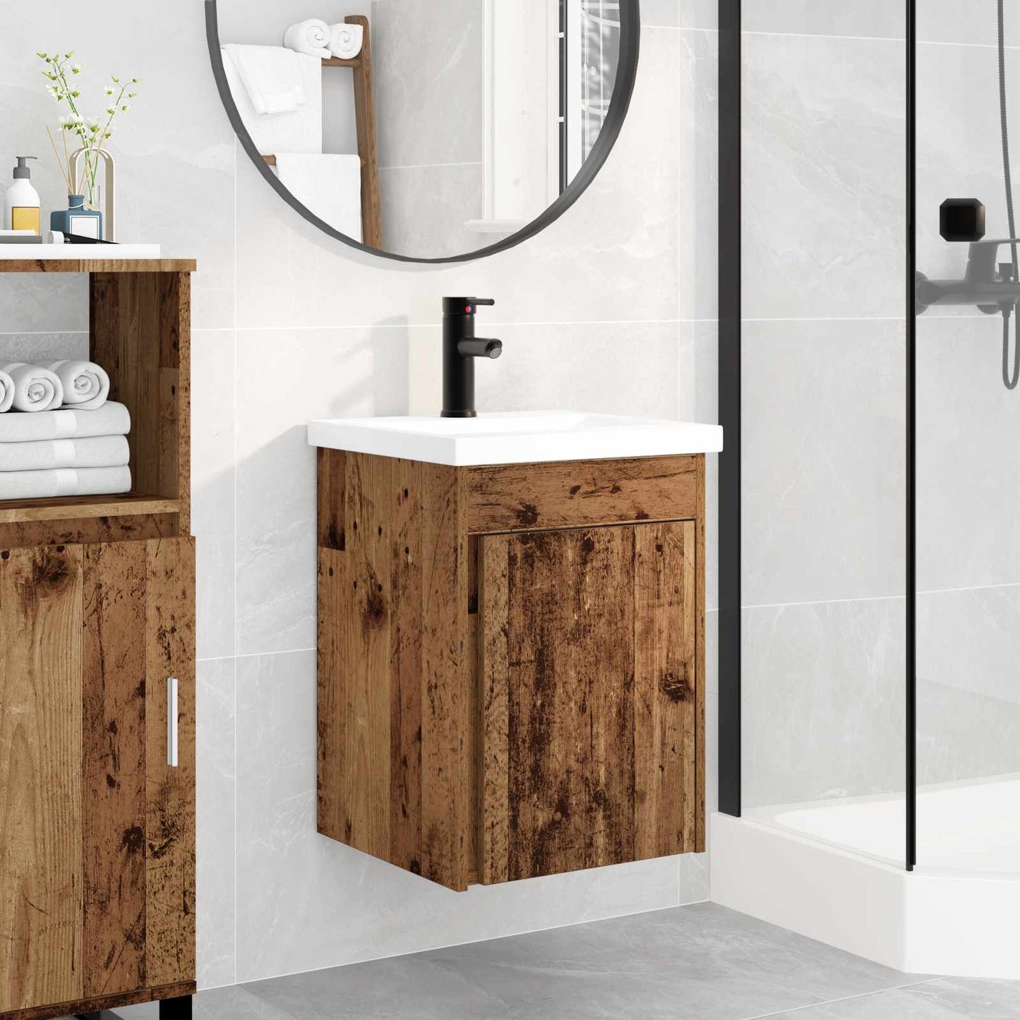 Bathroom Vanity Unit with Tap Old Wood 42 x 40 x 74.5 cm
