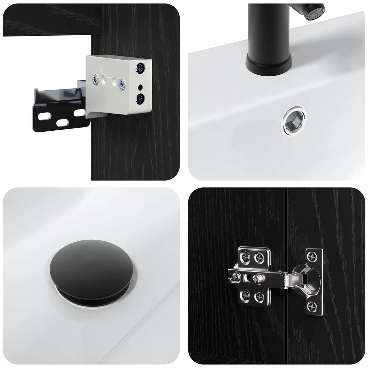 Bathroom Vanity Unit with Tap Black Oak 61 x 40 x 74.5 cm