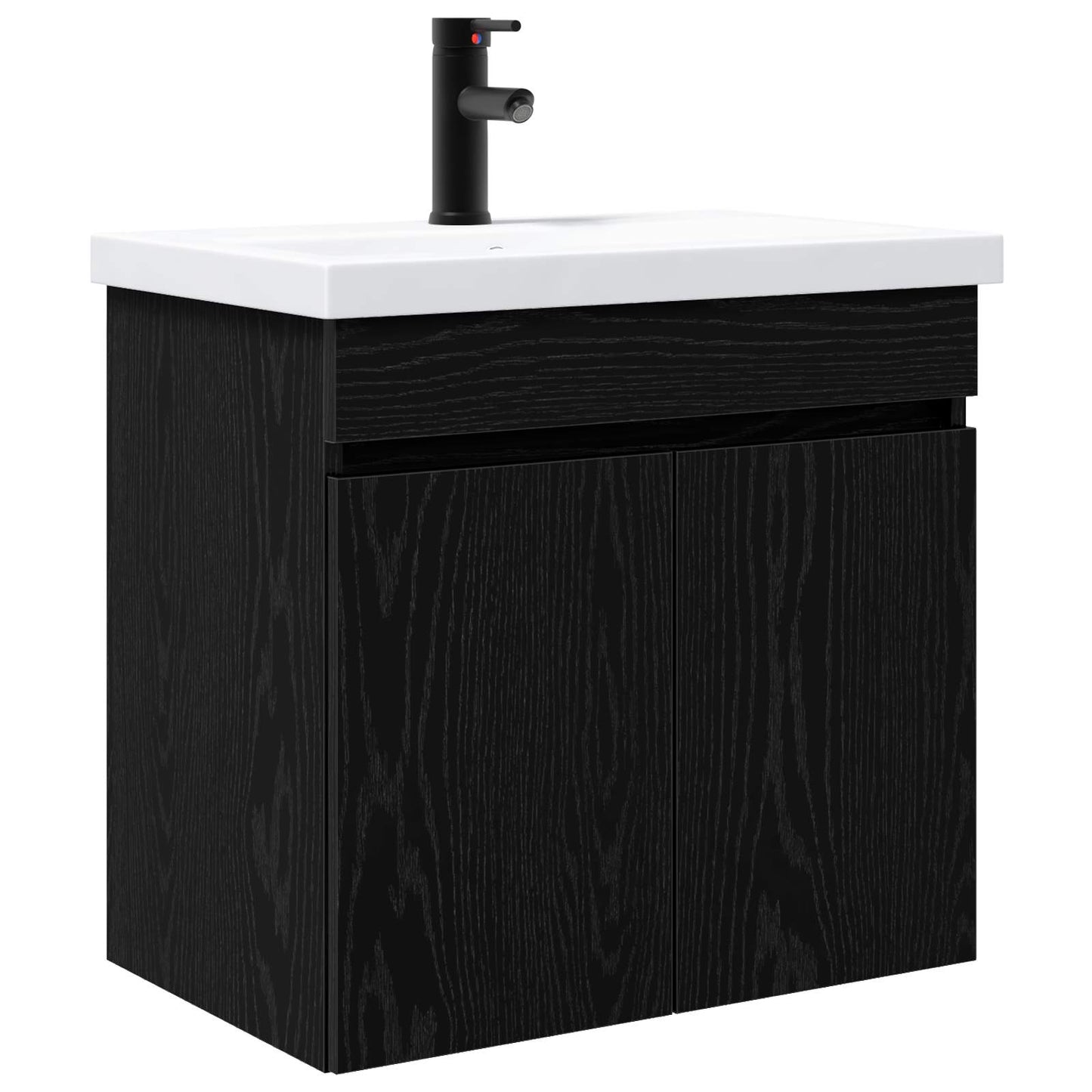 Bathroom Vanity Unit with Tap Black Oak 61 x 40 x 74.5 cm