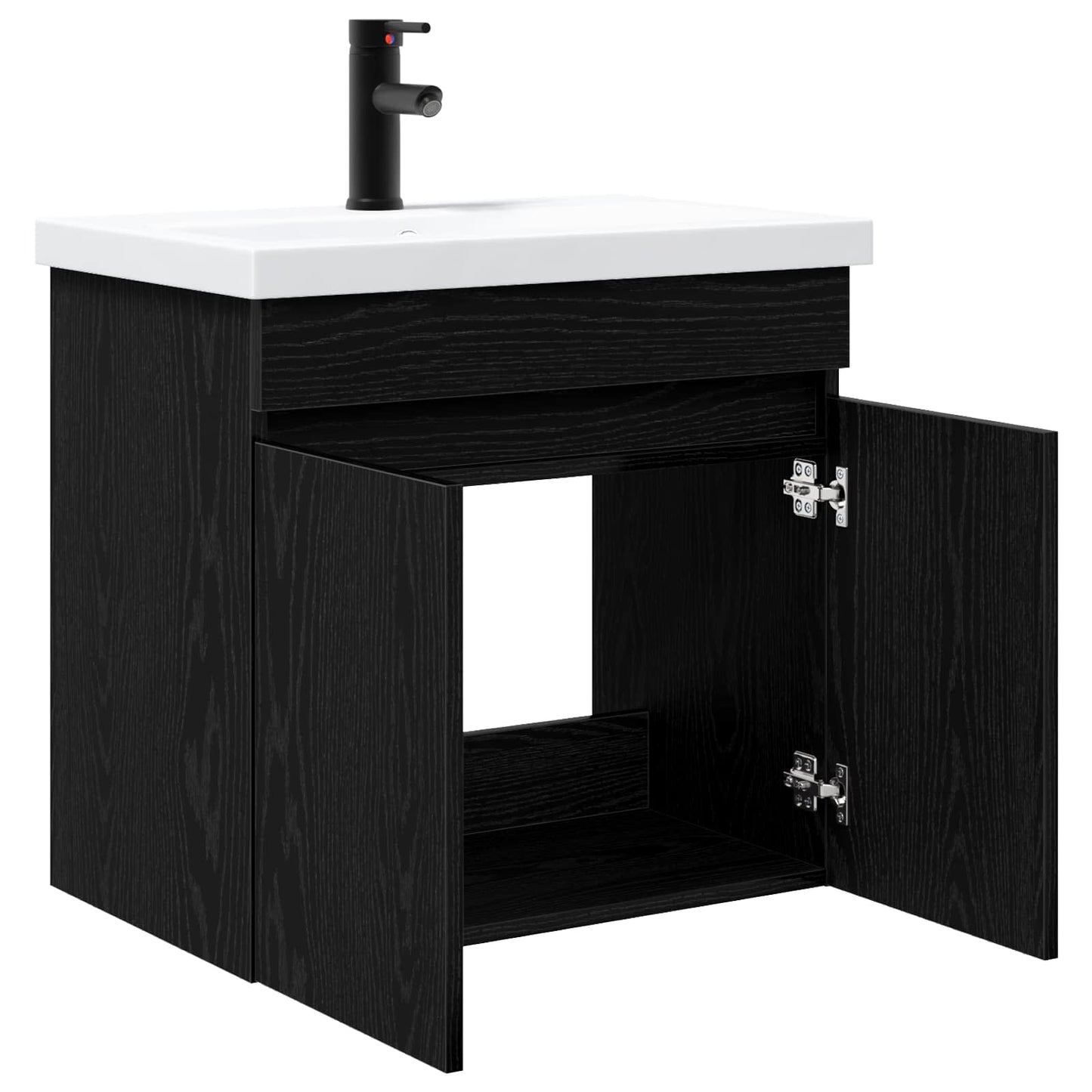 Bathroom Vanity Unit with Tap Black Oak 61 x 40 x 74.5 cm