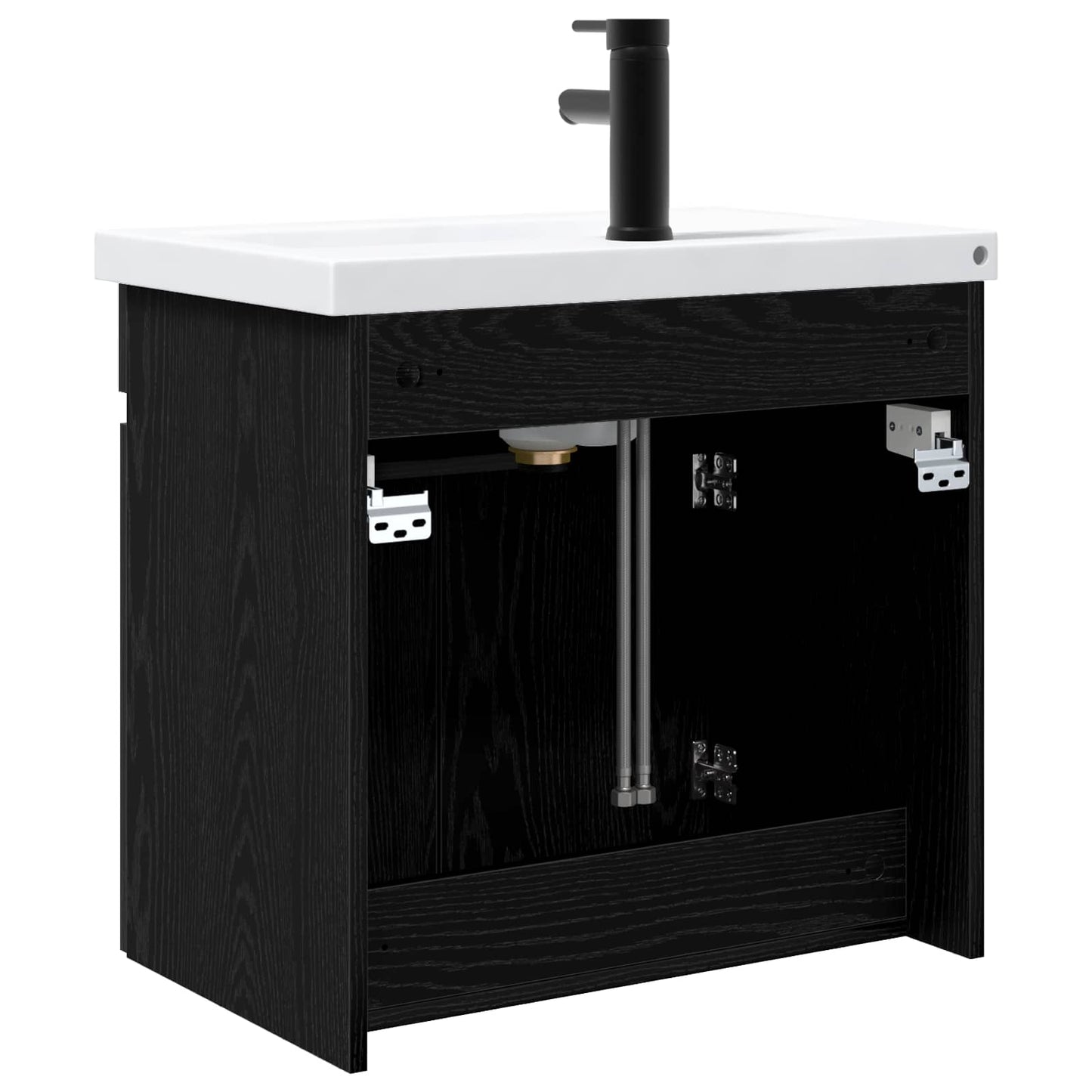 Bathroom Vanity Unit with Tap Black Oak 61 x 40 x 74.5 cm