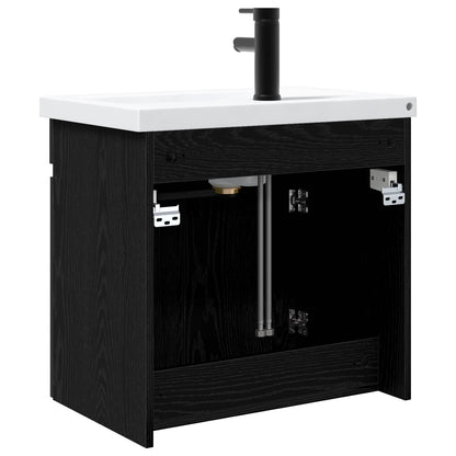 Bathroom Vanity Unit with Tap Black Oak 61 x 40 x 74.5 cm
