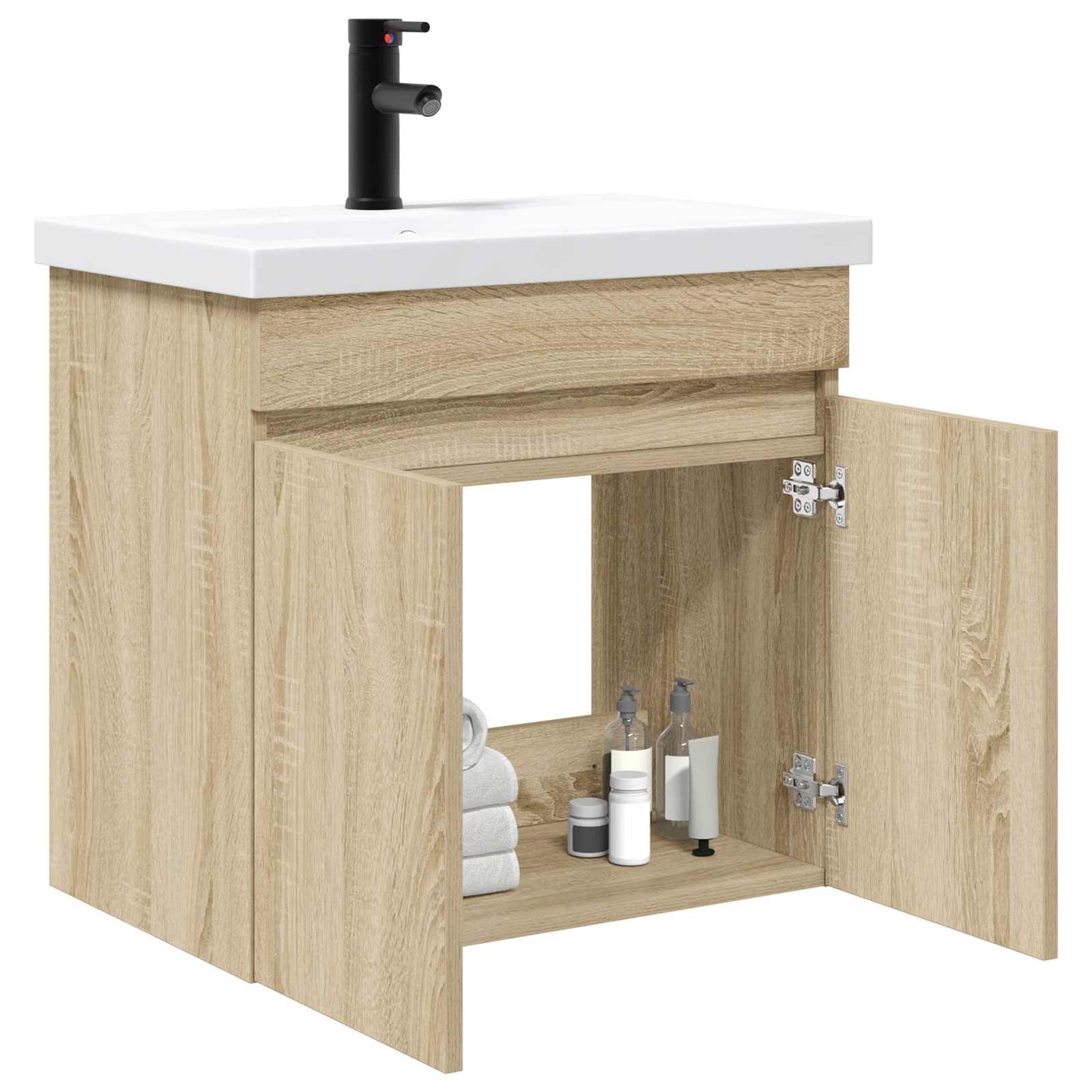 Bathroom Vanity Unit with Tap Sonoma Oak 61 x 40 x 74.5 cm