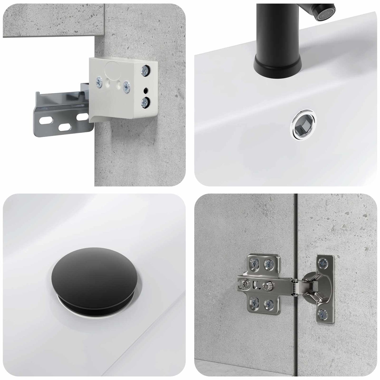 Bathroom Vanity Unit with Tap Concrete Grey 61 x 40 x 74.5 cm
