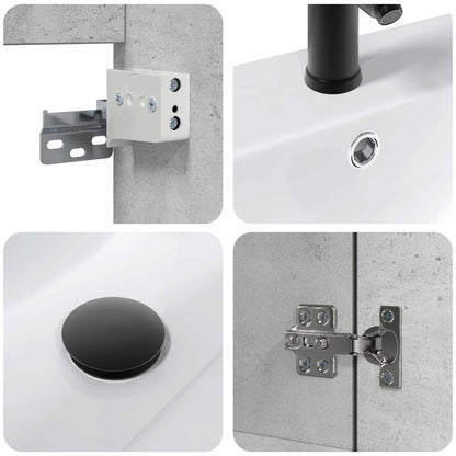 Bathroom Vanity Unit with Tap Concrete Grey 61 x 40 x 74.5 cm
