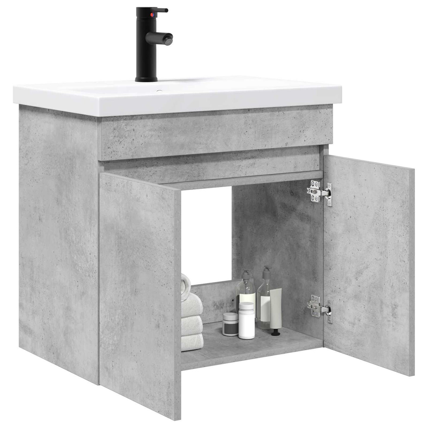 Bathroom Vanity Unit with Tap Concrete Grey 61 x 40 x 74.5 cm