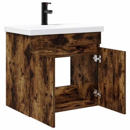 Bathroom Vanity Unit with Tap Smoked Oak 61 x 40 x 74.5 cm