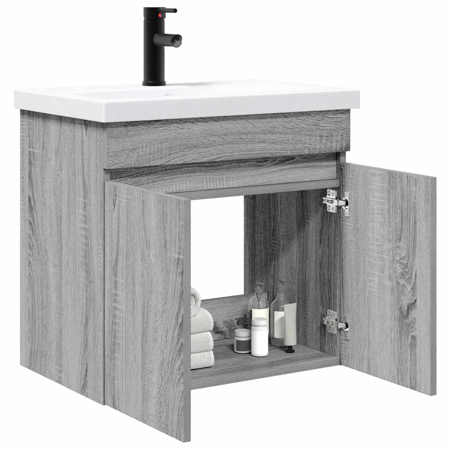 Bathroom Vanity Unit with Tap Grey Sonoma 61 x 40 x 74.5 cm