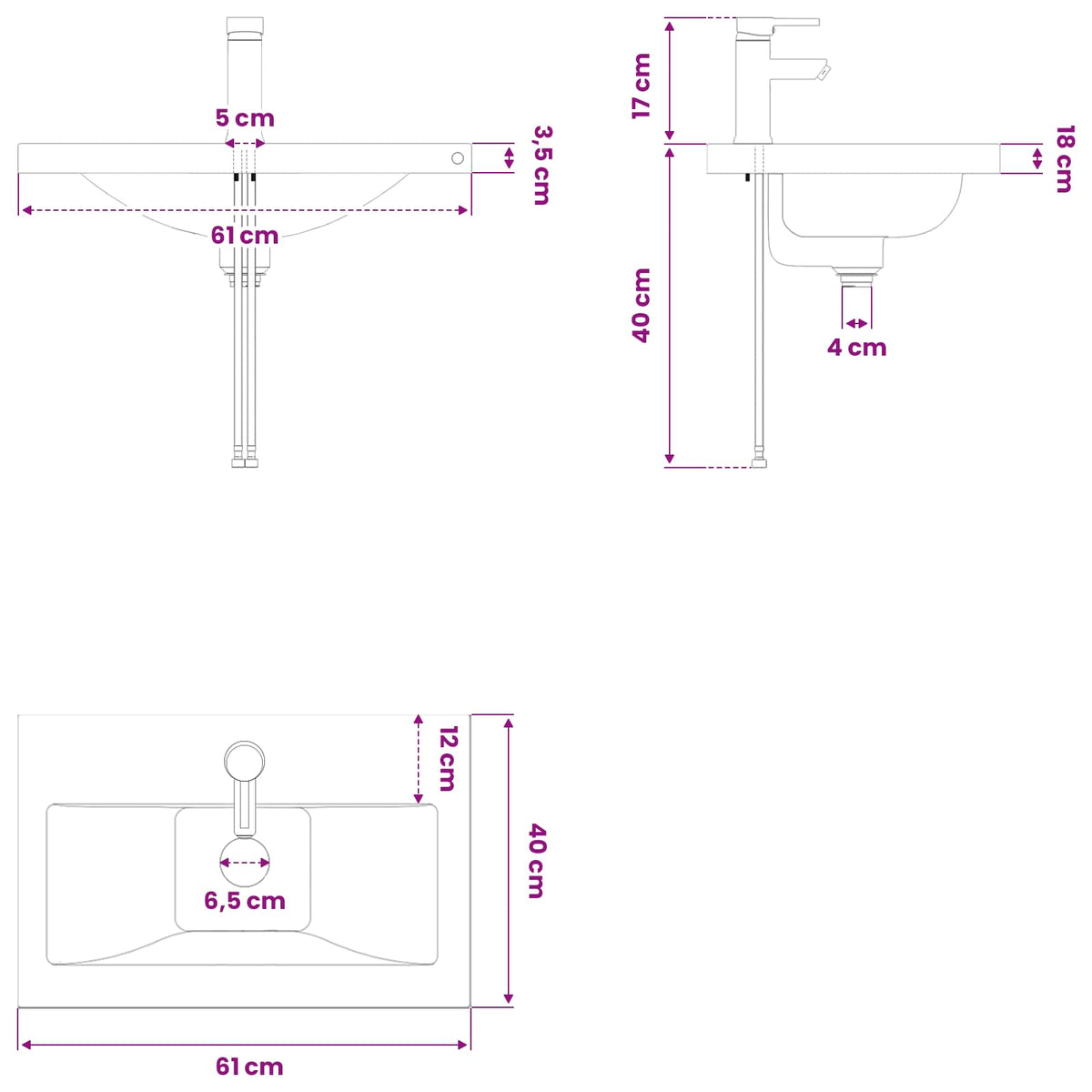Bathroom Vanity Unit with Tap Old Wood 61 x 40 x 74.5 cm