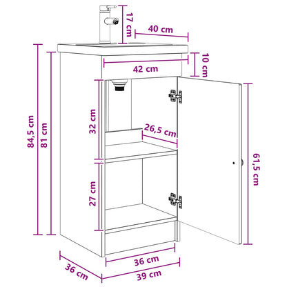 Bathroom Vanity with Sink Black 42 x 40 x 84.5 cm