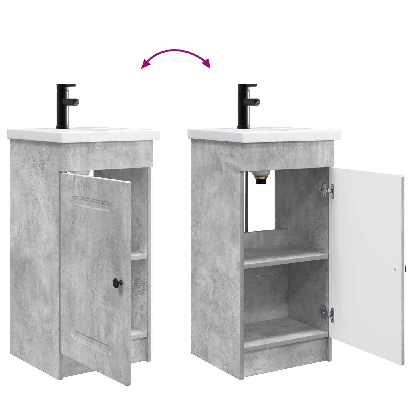 Bathroom Vanity with Sink Concrete Grey 42 x 40 x 84.5 cm