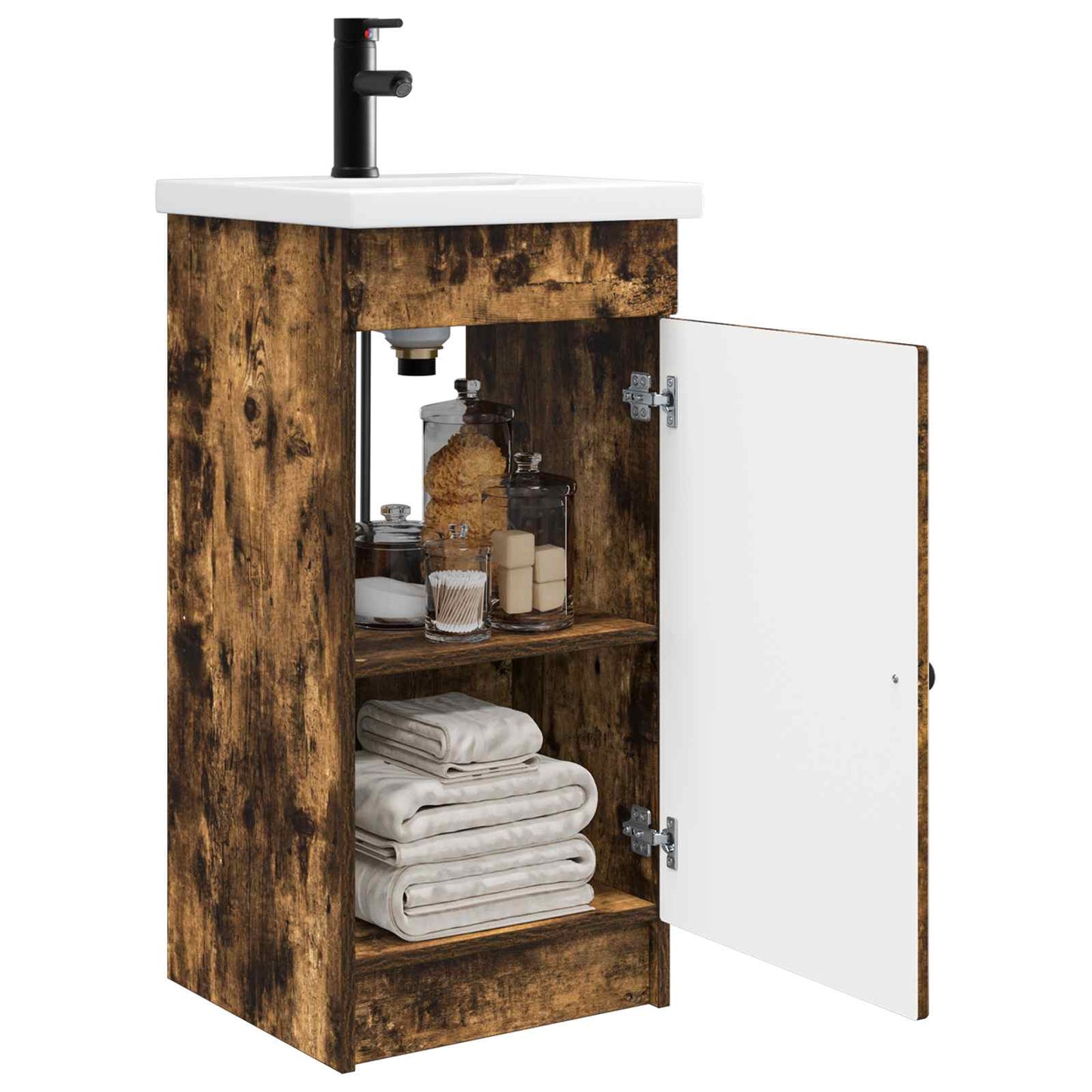 Bathroom Vanity with Sink Smoked Oak 42 x 40 x 84.5 cm