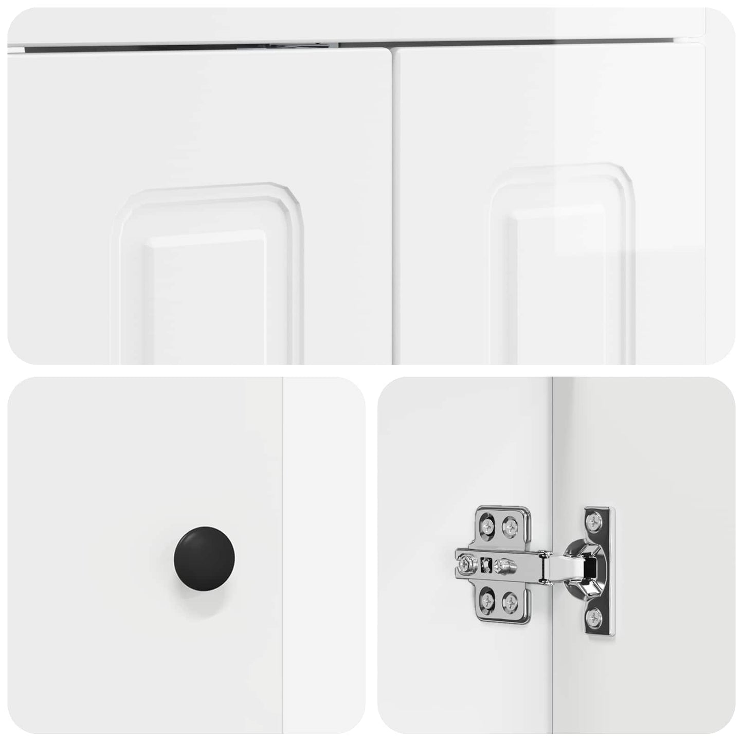 Bathroom under Sink Cabinet High Gloss White 56 x 37.5 x 81 cm