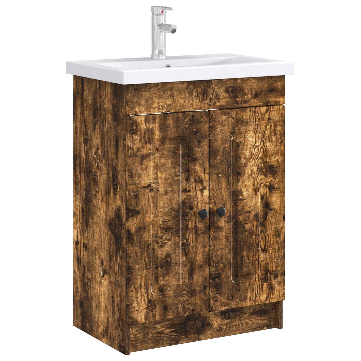 Bathroom under Sink Cabinet Smoked Oak 56 x 37.5 x 81 cm