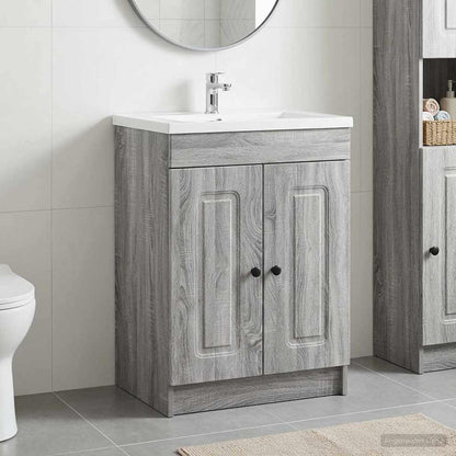Bathroom under Sink Cabinet Grey Sonoma 56 x 37.5 x 81 cm