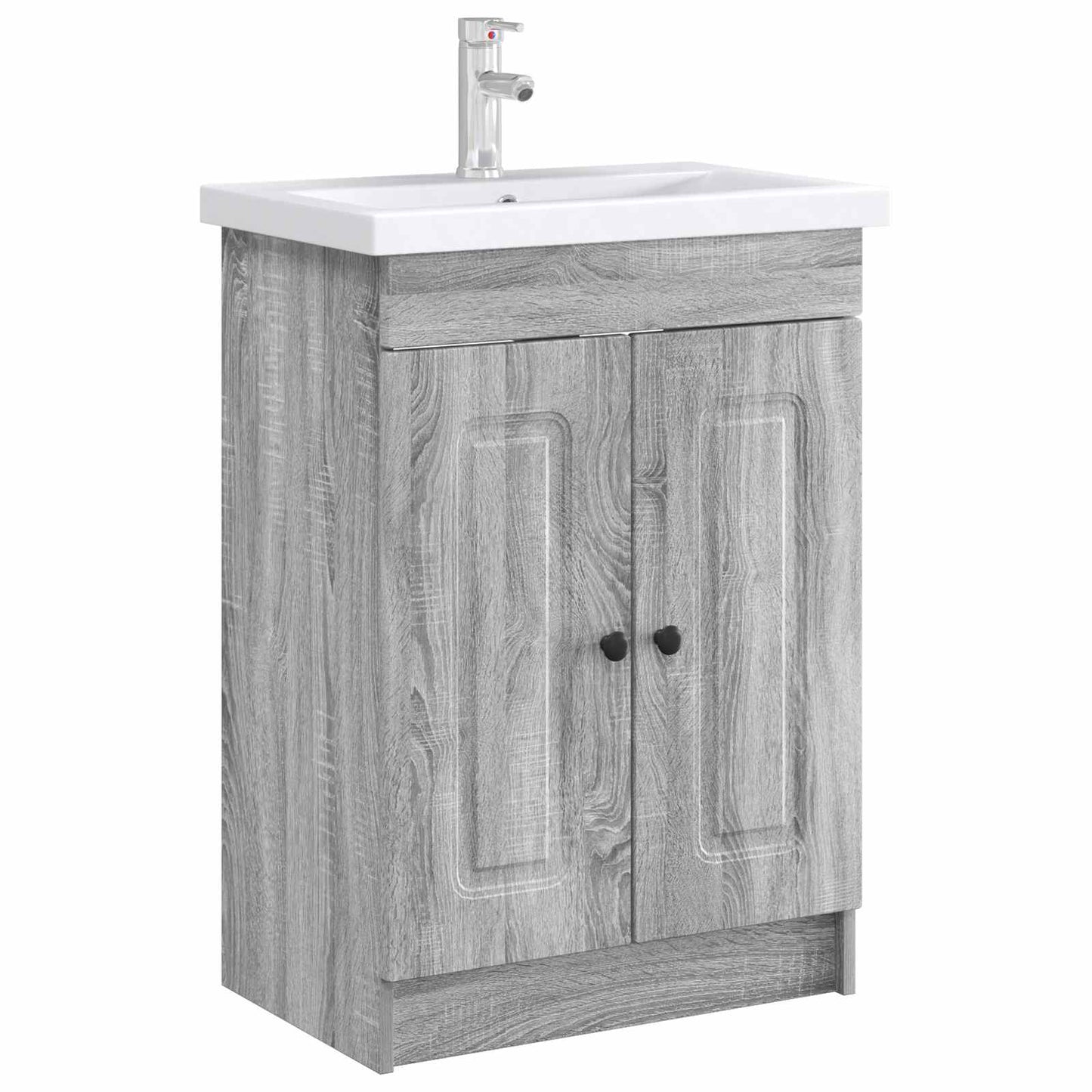 Bathroom under Sink Cabinet Grey Sonoma 56 x 37.5 x 81 cm