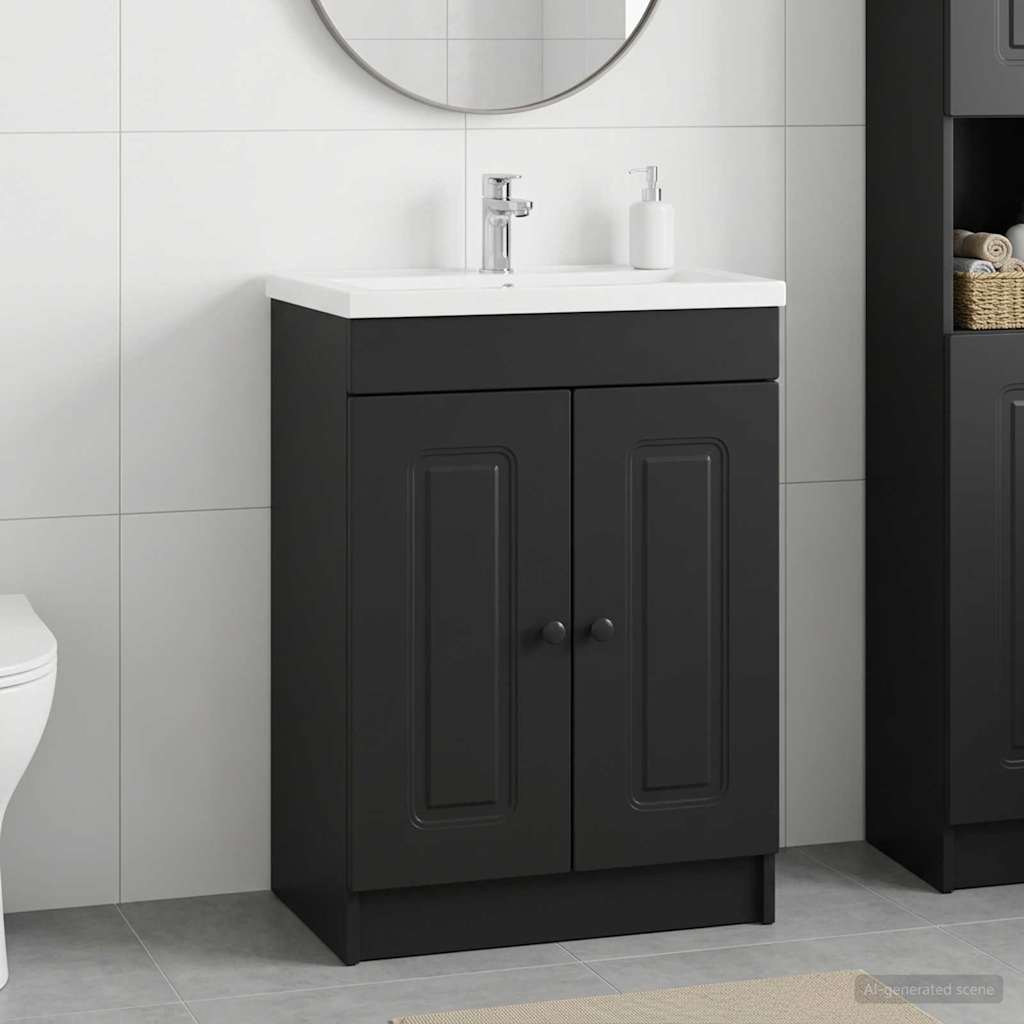 Bathroom under Sink Cabinet Black 78.5 x 37.5 x 81 cm