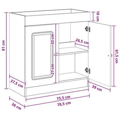 Bathroom under Sink Cabinet Concrete Grey 78.5 x 37.5 x 81 cm