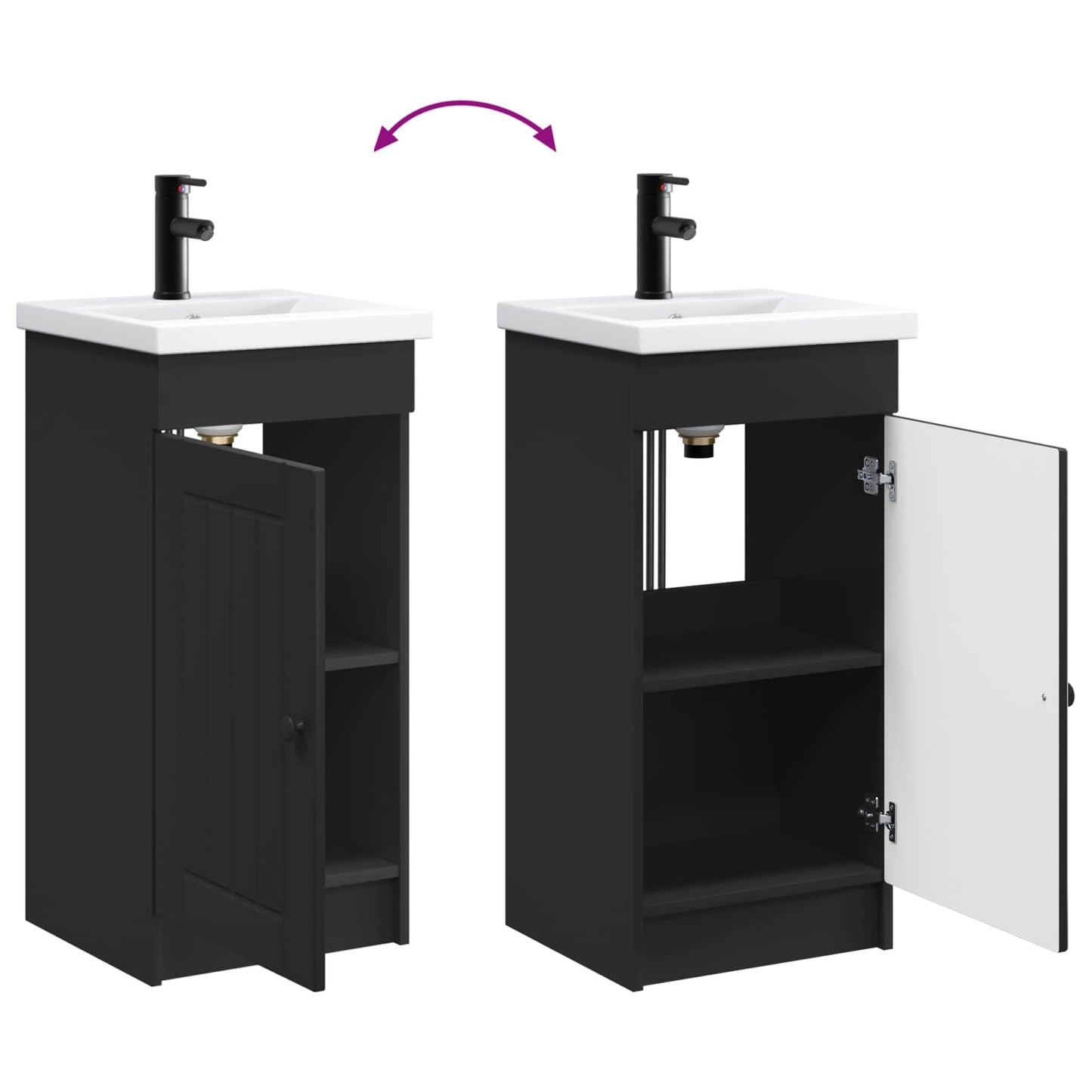 Bathroom Vanity with Sink Black 42 x 40 x 84.5 cm