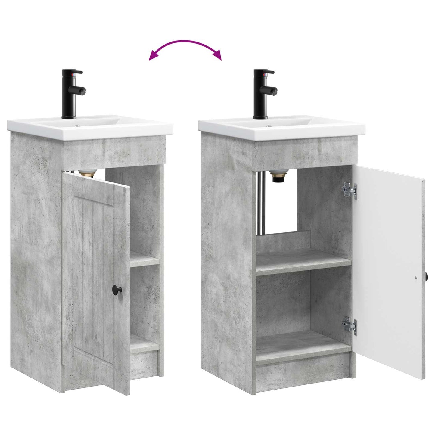 Bathroom Vanity with Sink Concrete Grey 42 x 40 x 84.5 cm