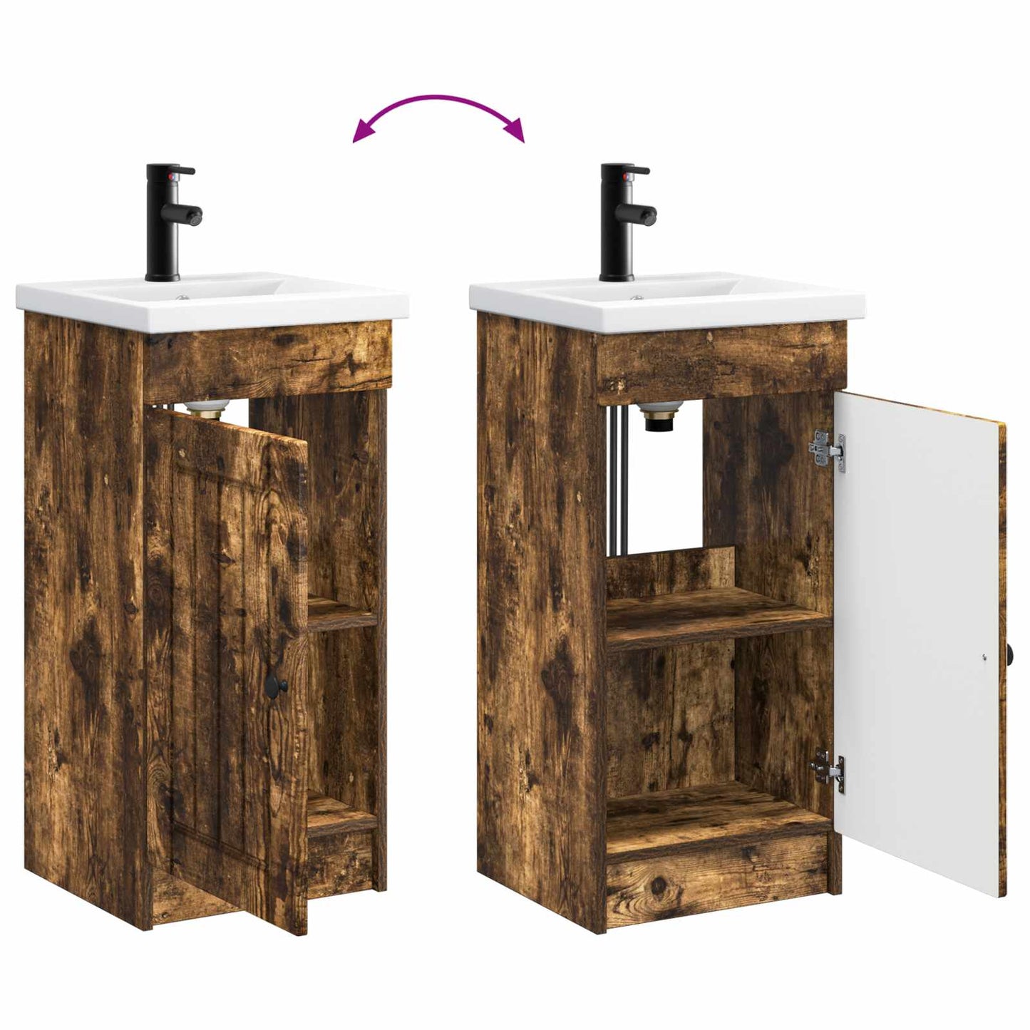 Bathroom Vanity with Sink Smoked Oak 42 x 40 x 84.5 cm